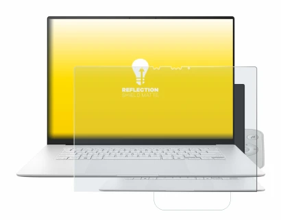 Abbildung des Geräts ASUS ZenBook S 16 mit einer Vielzahl des Displayschutzes.