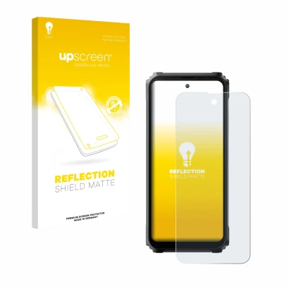 Vorderseite einer Produktverpackung mit dem Markenlogo upscreen. Daneben ist das Gerät Blackview BL9000 Pro mit dem zugehörige