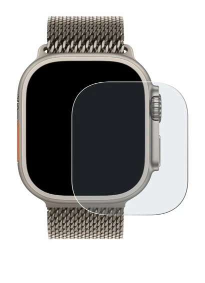 Abbildung des Geräts Apple Watch Ultra 3 mit einer Vielzahl des Displayschutzes.