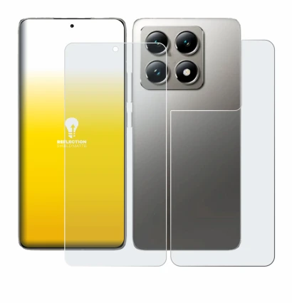 Abbildung des Geräts Xiaomi 14T Pro (Display+Rückseite) mit einer Vielzahl des Displayschutzes.