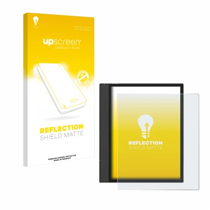 Vorderseite einer Produktverpackung mit dem Markenlogo upscreen. Daneben ist das Gerät Boox Note Air 4 C mit dem zugehörigen D