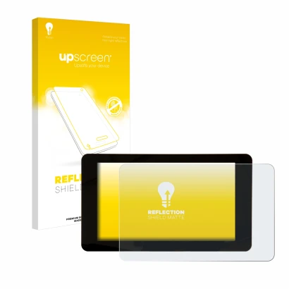 Vorderseite einer Produktverpackung mit dem Markenlogo upscreen. Daneben ist das Gerät Raspberry Pi Touchscreen 2 (7") mit dem