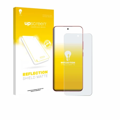 Vorderseite einer Produktverpackung mit dem Markenlogo upscreen. Daneben ist das Gerät Oppo A5 Pro mit dem zugehörigen Display