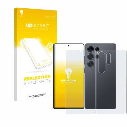 Vorderseite einer Produktverpackung mit dem Markenlogo upscreen. Daneben ist das Gerät Samsung Galaxy S25 Ultra Enterprise Edi