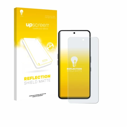 Vorderseite einer Produktverpackung mit dem Markenlogo upscreen. Daneben ist das Gerät Nothing Phone (3a) Pro mit dem zugehöri