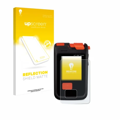 Vorderseite einer Produktverpackung mit dem Markenlogo upscreen. Daneben ist das Gerät Mammut Barryvox S2 mit dem zugehörigen 