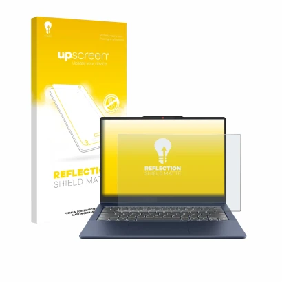 Vorderseite einer Produktverpackung mit dem Markenlogo upscreen. Daneben ist das Gerät Lenovo IdeaPad 5 2-in-1 Gen 10 14