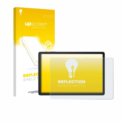 Vorderseite einer Produktverpackung mit dem Markenlogo upscreen. Daneben ist das Gerät Doogee Tab G6 Plus mit dem zugehörigen 