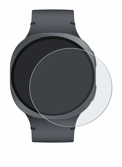 Abbildung des Geräts Samsung Galaxy Watch 8 (44 mm) mit einer Vielzahl des Displayschutzes.