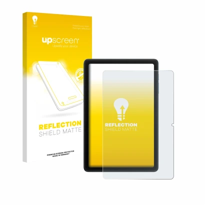 Vorderseite einer Produktverpackung mit dem Markenlogo upscreen. Daneben ist das Gerät Blackview Tab 20 WiFi mit dem zugehörig