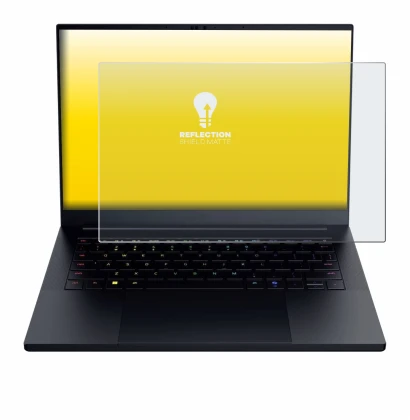 Abbildung des Geräts Razer Blade 14 2025 mit einer Vielzahl des Displayschutzes.