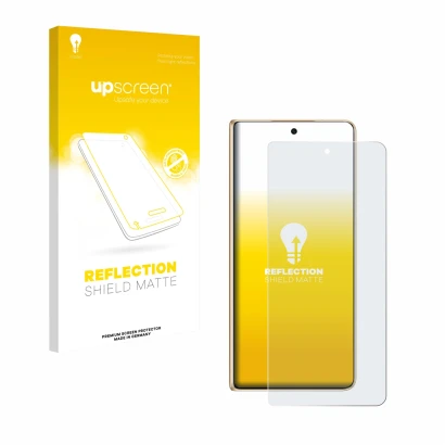 Vorderseite einer Produktverpackung mit dem Markenlogo upscreen. Daneben ist das Gerät Honor Magic V5 mit dem zugehörigen Disp