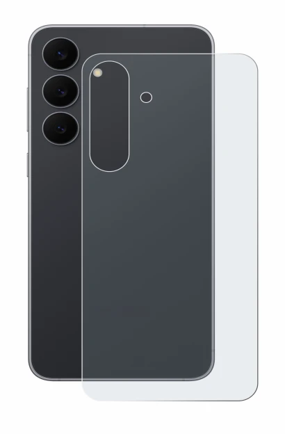 Abbildung des Geräts Samsung Galaxy S25 FE (Rückseite) mit einer Vielzahl des Displayschutzes.