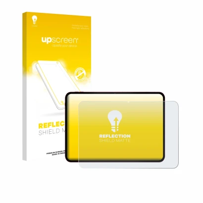 Vorderseite einer Produktverpackung mit dem Markenlogo upscreen. Daneben ist das Gerät Teclast T65 Plus mit dem zugehörigen Di
