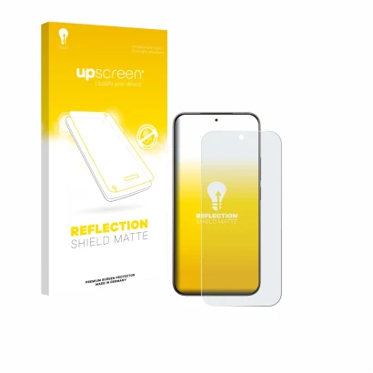 Vorderseite einer Produktverpackung mit dem Markenlogo upscreen. Daneben ist das Gerät Xiaomi 17 mit dem zugehörigen Displaysc
