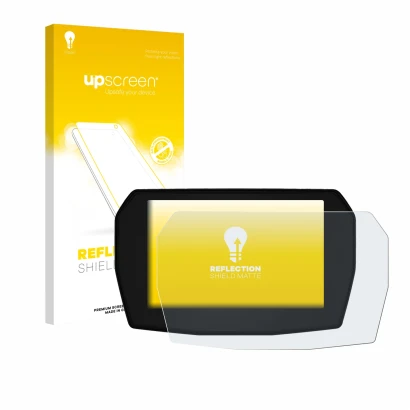 Vorderseite einer Produktverpackung mit dem Markenlogo upscreen. Daneben ist das Gerät Ducati Streetfighter V2 2025 mit dem zu