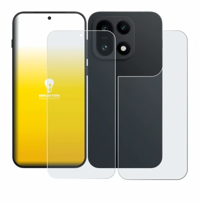 Abbildung des Geräts OnePlus 15 (Display+Rückseite) mit einer Vielzahl des Displayschutzes.