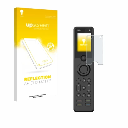 Vorderseite einer Produktverpackung mit dem Markenlogo upscreen. Daneben ist das Gerät Sofabaton X1S mit dem zugehörigen Displ