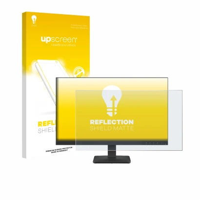 Vorderseite einer Produktverpackung mit dem Markenlogo upscreen. Daneben ist das Gerät Lenovo L24-4e mit dem zugehörigen Displ