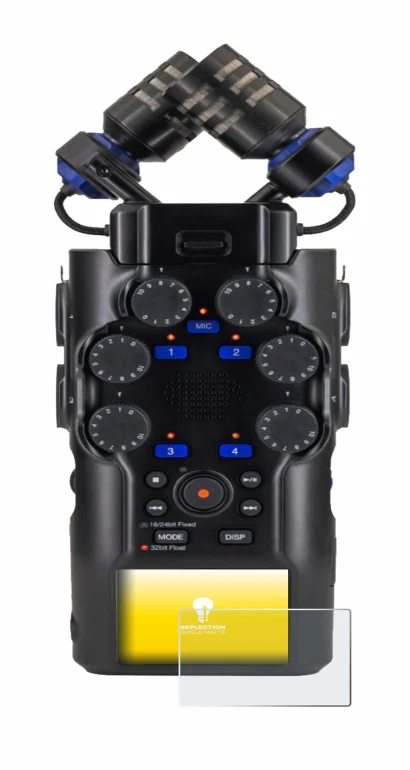 Abbildung des Geräts Zoom H6 studio mit einer Vielzahl des Displayschutzes.