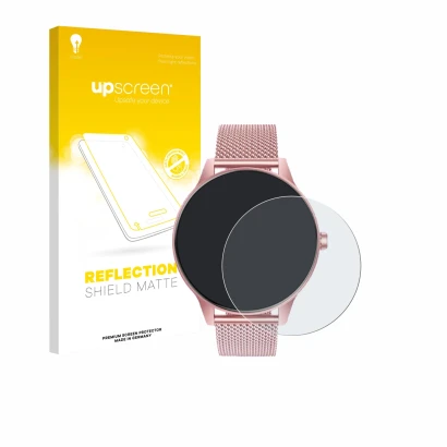 Vorderseite einer Produktverpackung mit dem Markenlogo upscreen. Daneben ist das Gerät TAOLOON Smartwatch 1.27" mit dem zugehö
