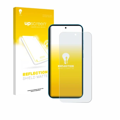 Vorderseite einer Produktverpackung mit dem Markenlogo upscreen. Daneben ist das Gerät Nothing Phone (4a) mit dem zugehörigen 