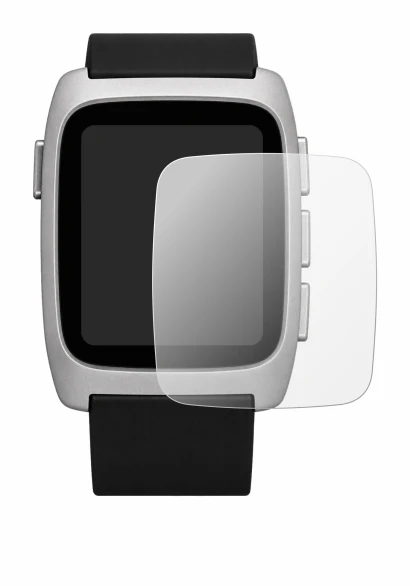 Abbildung des Geräts Pebble Time 2 2026 mit einer Vielzahl des Displayschutzes.