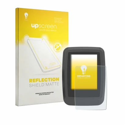 Vorderseite einer Produktverpackung mit dem Markenlogo upscreen. Daneben ist das Gerät Ananda D16 TFT-Display mit dem zugehöri