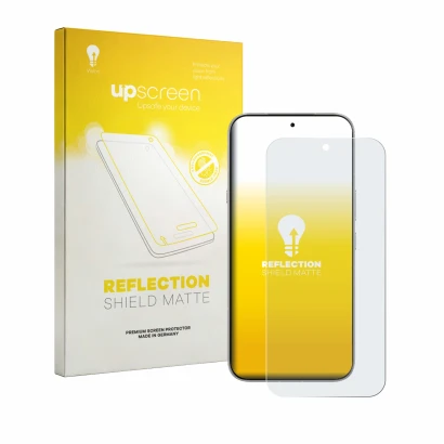 Vorderseite einer Produktverpackung mit dem Markenlogo upscreen. Daneben ist das Gerät Infinix Note 60 mit dem zugehörigen Dis