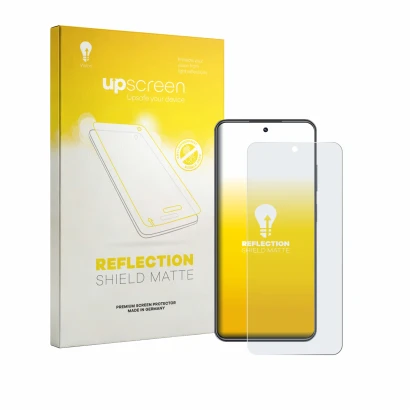Vorderseite einer Produktverpackung mit dem Markenlogo upscreen. Daneben ist das Gerät Realme C73 mit dem zugehörigen Displays