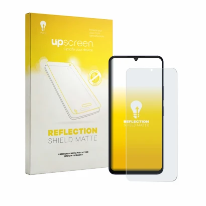 Vorderseite einer Produktverpackung mit dem Markenlogo upscreen. Daneben ist das Gerät Itel Zeno 200 mit dem zugehörigen Displ