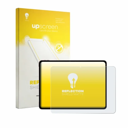 Vorderseite einer Produktverpackung mit dem Markenlogo upscreen. Daneben ist das Gerät OnePlus Pad 4 mit dem zugehörigen Displ