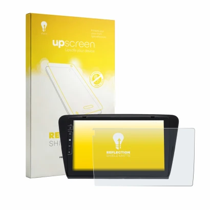 Vorderseite einer Produktverpackung mit dem Markenlogo upscreen. Daneben ist das Gerät Dynavin D9-7 Premium Flex mit dem zugeh