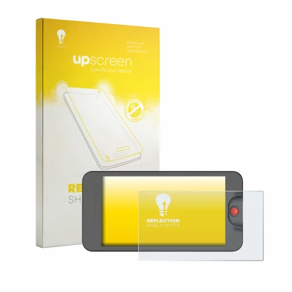 Vorderseite einer Produktverpackung mit dem Markenlogo upscreen. Daneben ist das Gerät Osee T5 Plus mit dem zugehörigen Displa