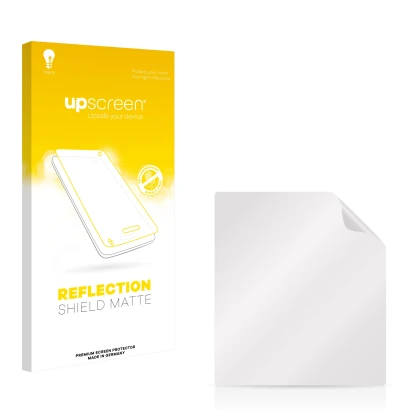 Vorderseite einer Produktverpackung mit dem Markenlogo upscreen. Daneben ist der zugehörige Displayschutz.