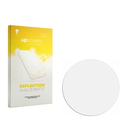 Vorderseite einer Produktverpackung mit dem Markenlogo upscreen. Daneben ist der zugehörige Displayschutz.