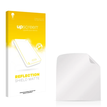 Vorderseite einer Produktverpackung mit dem Markenlogo upscreen. Daneben ist der zugehörige Displayschutz.