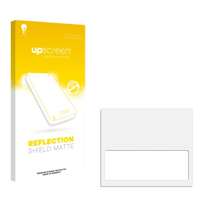 Vorderseite einer Produktverpackung mit dem Markenlogo upscreen. Daneben ist der zugehörige Displayschutz.