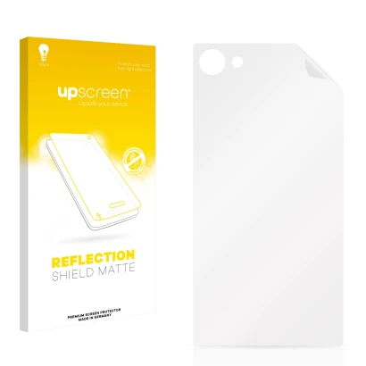 Vorderseite einer Produktverpackung mit dem Markenlogo upscreen. Daneben ist der zugehörige Displayschutz.
