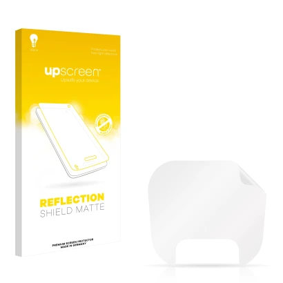 Vorderseite einer Produktverpackung mit dem Markenlogo upscreen. Daneben ist der zugehörige Displayschutz.