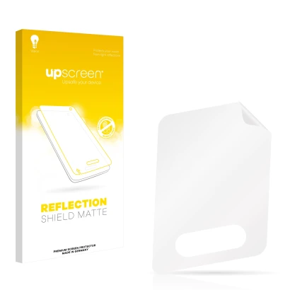 Vorderseite einer Produktverpackung mit dem Markenlogo upscreen. Daneben ist der zugehörige Displayschutz.