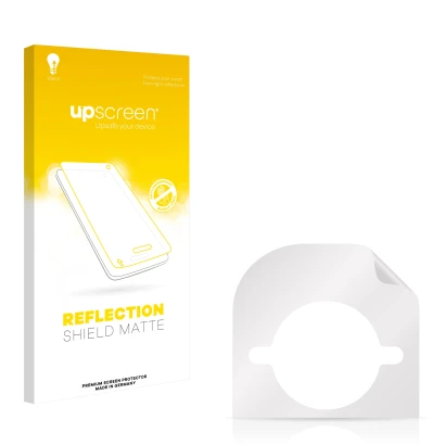 Vorderseite einer Produktverpackung mit dem Markenlogo upscreen. Daneben ist der zugehörige Displayschutz.