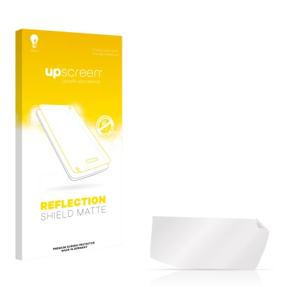 Vorderseite einer Produktverpackung mit dem Markenlogo upscreen. Daneben ist der zugehörige Displayschutz.