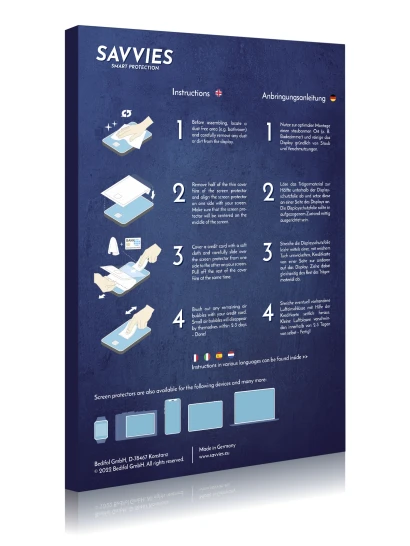 Rückseite einer Produktverpackung mit dem Markenlogo Savvies