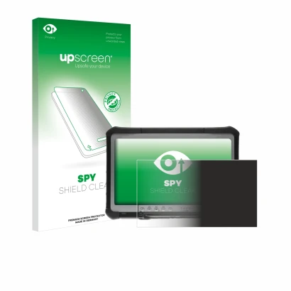 Vorderseite einer Produktverpackung mit dem Markenlogo upscreen. Daneben ist das Gerät Panasonic Toughbook CF-D1 mit dem zugeh