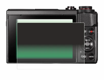 Abbildung des Geräts Canon PowerShot G7 X Mark II mit einer Vielzahl des Displayschutzes.