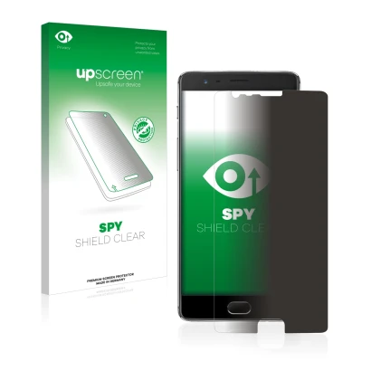 Vorderseite einer Produktverpackung mit dem Markenlogo upscreen. Daneben ist das Gerät OnePlus 3 mit dem zugehörigen Displaysc