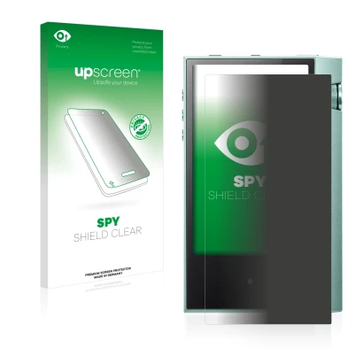 Vorderseite einer Produktverpackung mit dem Markenlogo upscreen. Daneben ist das Gerät Astell&Kern AK70 mit dem zugehörigen Di