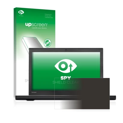 Vorderseite einer Produktverpackung mit dem Markenlogo upscreen. Daneben ist das Gerät Lenovo ThinkPad X270 mit dem zugehörige