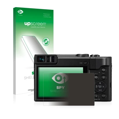 Vorderseite einer Produktverpackung mit dem Markenlogo upscreen. Daneben ist das Gerät Panasonic Lumix DC-TZ91 mit dem zugehör